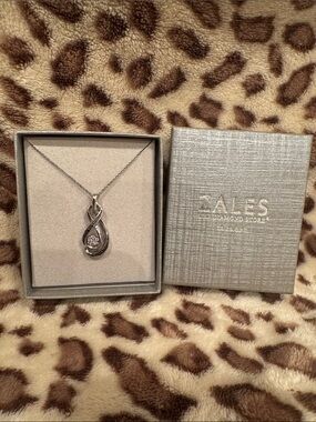 Zales Silver Infinity Drop Necklace with Center Stone